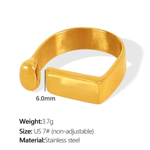 1 Piece Simple Series Stainless Steel  Gold Color Women's Adjustable Rings h5 